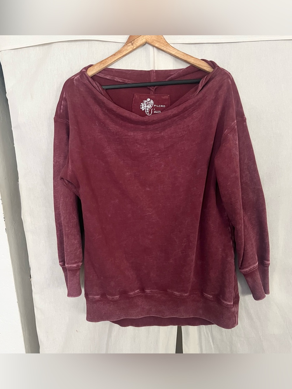 Anthropologie Pilcro Washed Burgundy Relaxed Fit Sweatshirt
